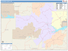 Van Buren County, AR Digital Map Color Cast Style